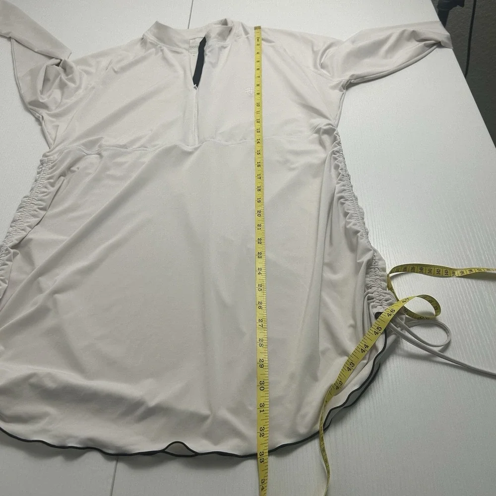 Coolibar Women's XL Lawai Women's Ruche Swim Shirt White UPF 50+ Quarter Zip
